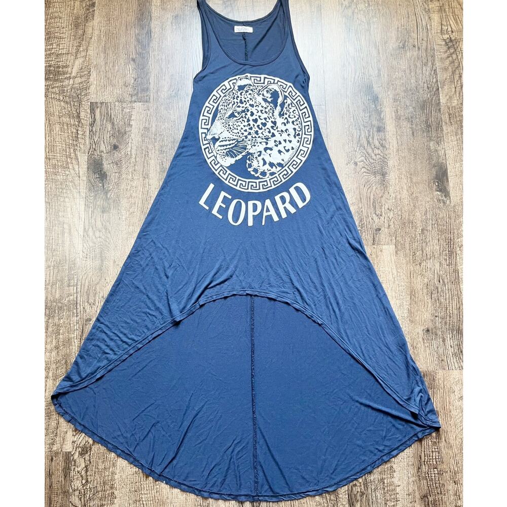 Lauren Moshi Small Leopard Graphic Print High Low Sleeveless Modal Tank Dress